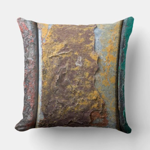 Rustic Texture With Flaking Paint On Rusty Metal Throw Pillow