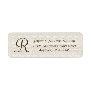 Rustic Textured Name and Address Label Monogram
