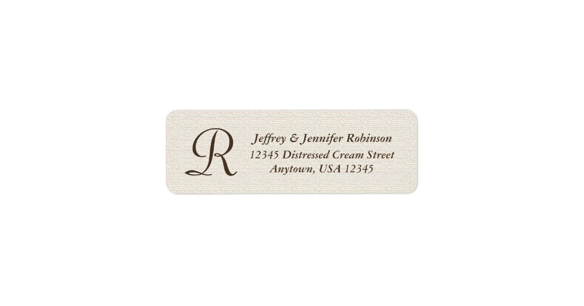 Rustic Name Label Rustic Textured Name and Address Label Monogram | Zazzle