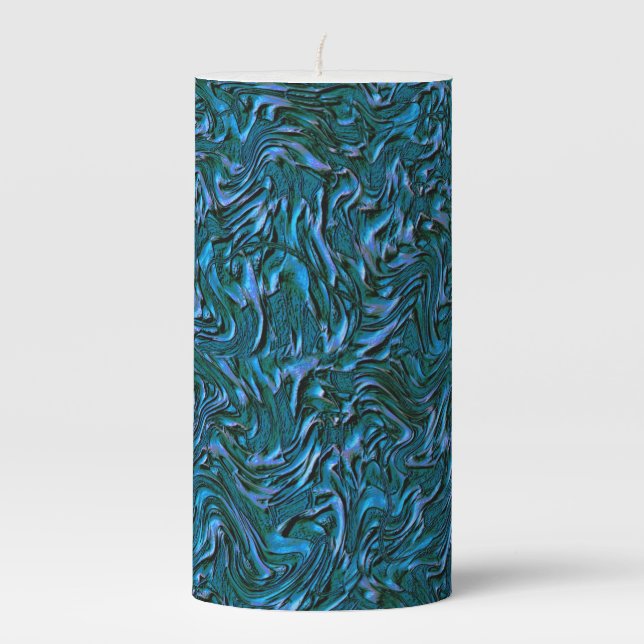 Rustic textured wall in burnt cadet blue  pillar candle (Front)