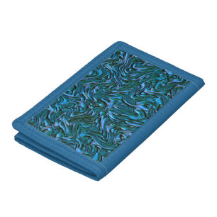 Rustic textured wall in burnt cadet blue  tri-fold wallet