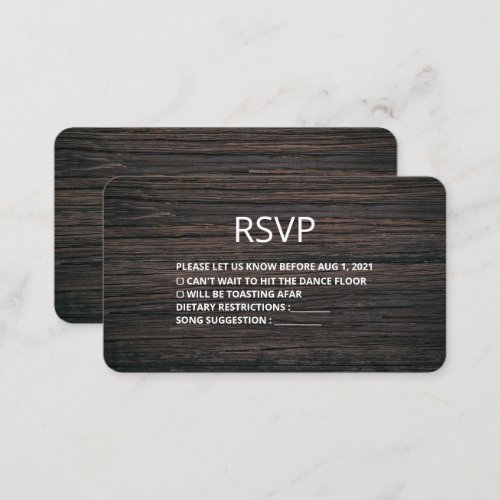 Rustic Textured Wooden Wedding Rsvp Card