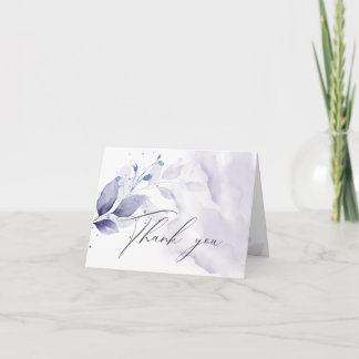 Rustic Thank You Amethyst Watercolor Foliage Card