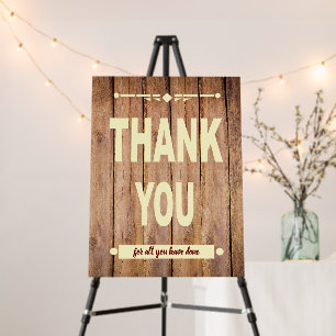 Rustic Thank You Appreciation Typography Foam Board