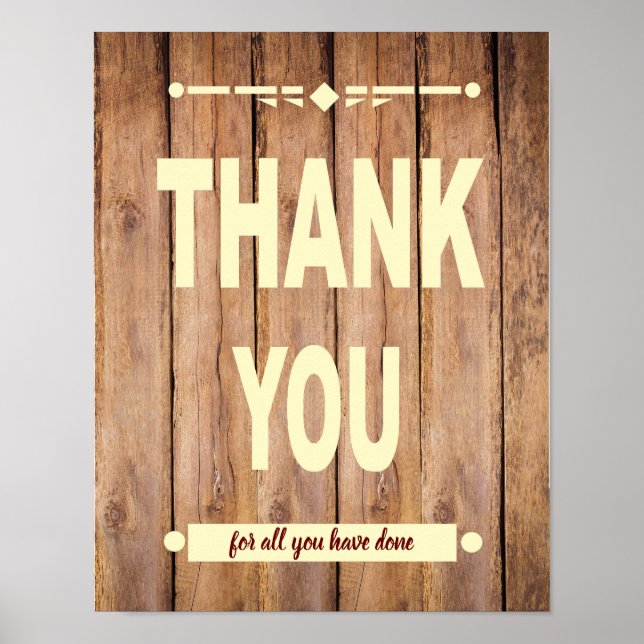  Rustic Thank You Appreciation Typography  Poster (Front)