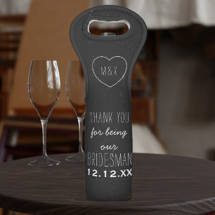 Rustic Thank You Bridesman Bridal Party Wine Bag
