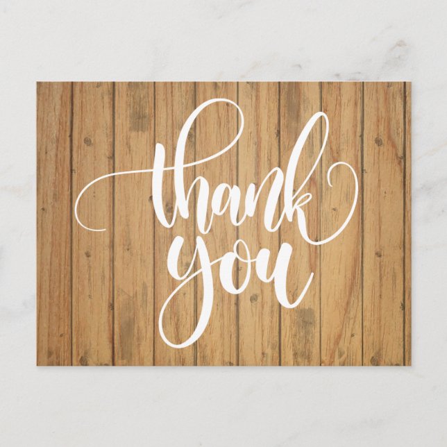 Rustic Thank You Brown Country Wood  Wedding Party Postcard (Front)