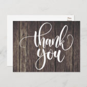 Rustic Thank You Brown Country Wood  Wedding Party Postcard (Front/Back)