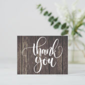 Rustic Thank You Brown Country Wood  Wedding Party Postcard (Standing Front)