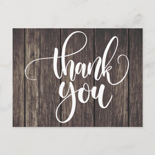 Rustic Thank You Brown Country Wood  Wedding Party Postcard (Front)