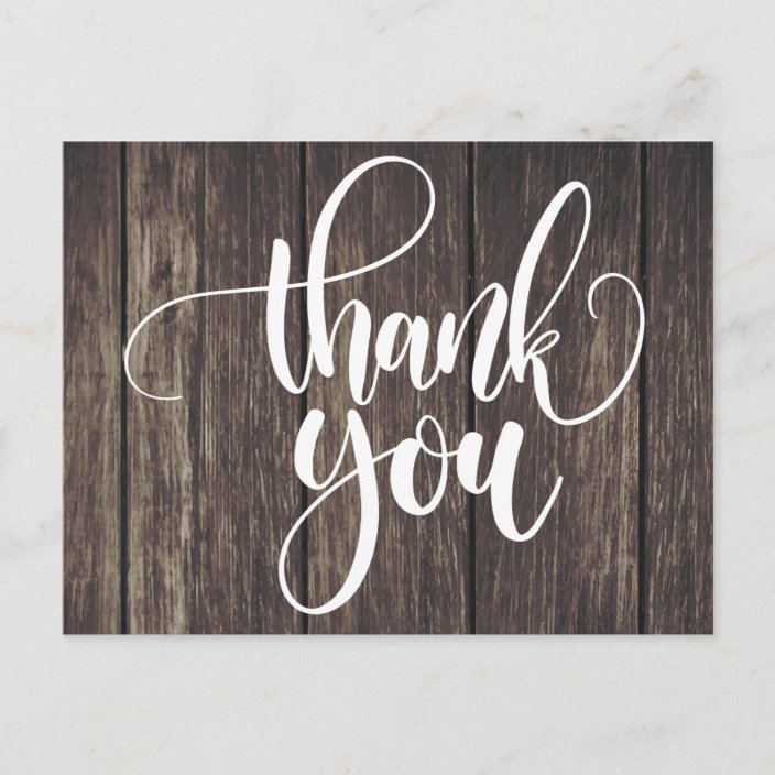 Rustic Thank You Brown Country Wood Wedding Party Postcard | Zazzle.com