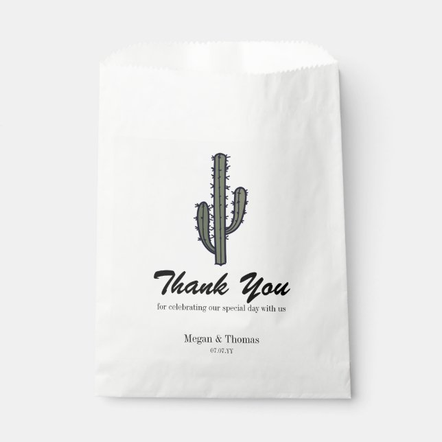 Rustic Thank You Cactus Wedding Treat Favor Bag (Front)