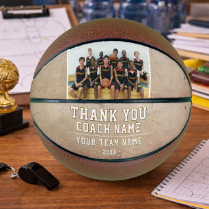 Rustic Thank you Coach Team Name and Photo Basketball