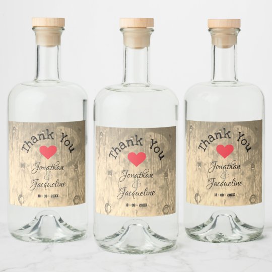 Rustic Thank You Custom Names Chic Wedding Liquor Bottle Label | Zazzle.com