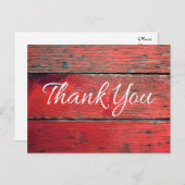 Rustic Thank You Distressed Red Wood Postcard (Front/Back)