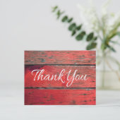 Rustic Thank You Distressed Red Wood Postcard (Standing Front)