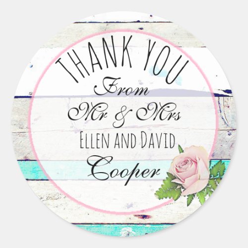 Rustic Thank You Floral Wedding Sticker