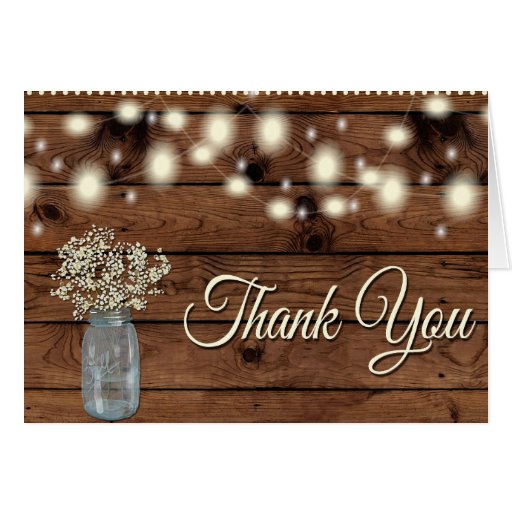 Rustic Thank You, Mason Jar, Floral Thank You Card | Zazzle