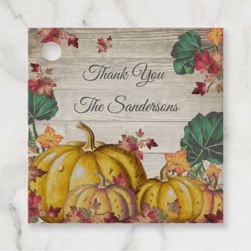 Rustic Thank YOU Orange Pumpkin Fall Leaves Wood Favor Tags