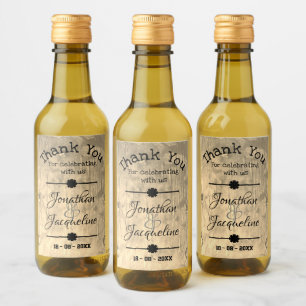 Rustic Thank You Simple Script Names Wedding Mini Wine Label
