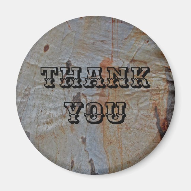Rustic Thank You Tree Bark Pattern Photo Nature Magnet (Front)