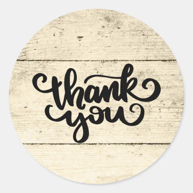 Rustic Thank You Wooden Plank Classic Round Sticker | Zazzle