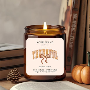 Rustic Thankful Candle Label Custom