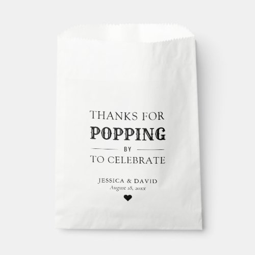 Rustic Thanks for Popping by Popcorn Wedding Favor Bag
