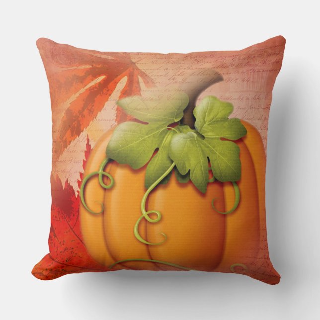 Rustic Thanksgiving and Autumn Throw Pillow (Front)