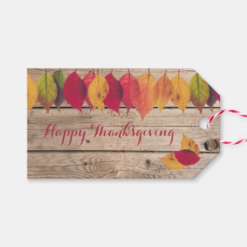 Rustic Thanksgiving  Autumn Colorful Leaves Border Gift Tags