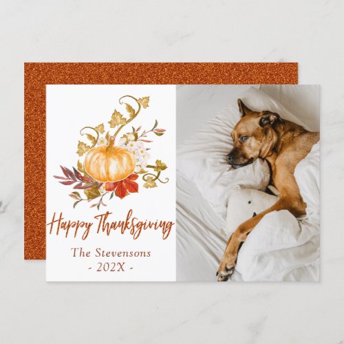 Rustic Thanksgiving Autumn Pumpkin Patch Gourds Holiday Card