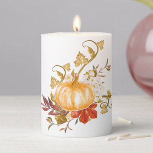 Rustic Thanksgiving Autumn Pumpkin Patch Gourds Pillar Candle