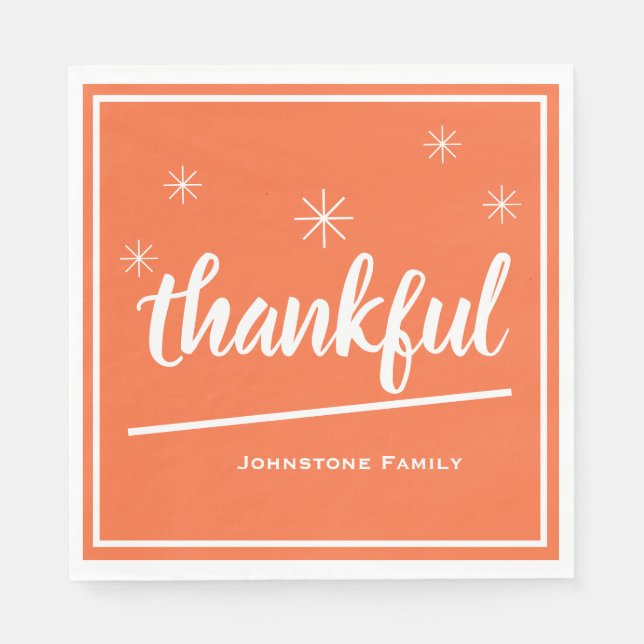 Rustic Thanksgiving Custom Family Name Paper Napkins (Front)