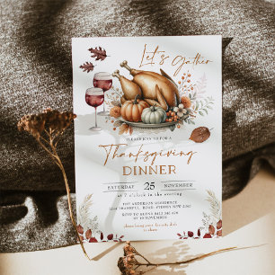 Rustic Thanksgiving Dinner Fall Pumpkin Potluck Invitation