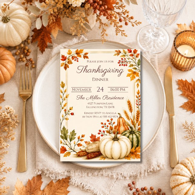 Rustic Thanksgiving Dinner Invitation (Creator Uploaded)