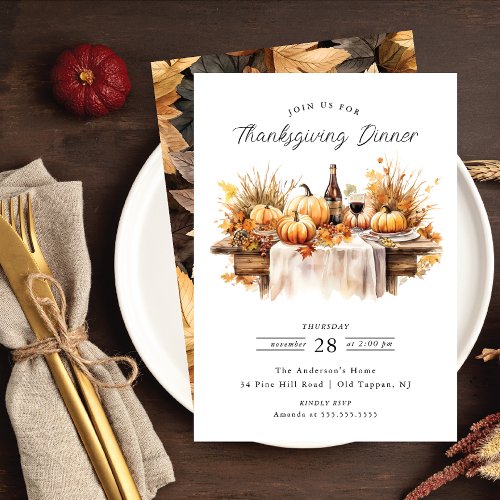Rustic Thanksgiving Dinner Invitation