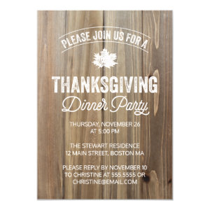 Rustic Thanksgiving Dinner Party Invitation