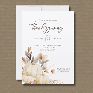 Rustic Thanksgiving Dinner Pumpkin  Invitation