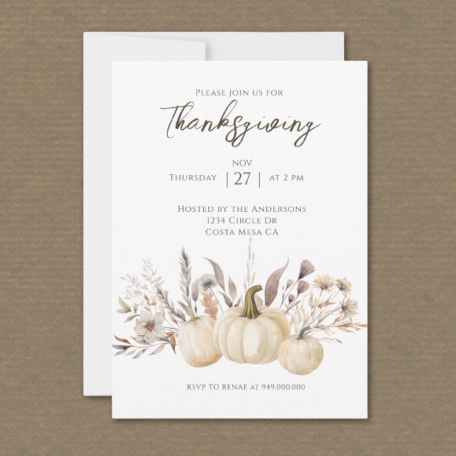 Rustic Thanksgiving Dinner Pumpkin  Invitation (Creator Uploaded)