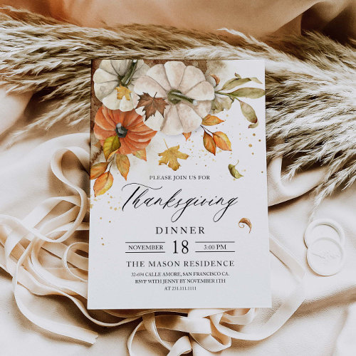 Rustic Thanksgiving Dinner Pumpkin Invitation Rustic Thanksgiving Dinner Pumpkin Invitation