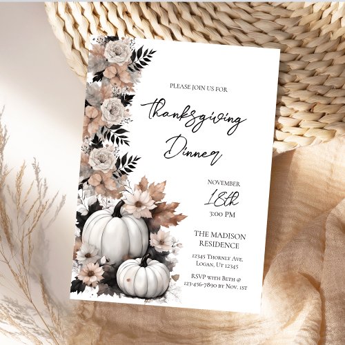 Rustic Thanksgiving Dinner Pumpkin Invitation