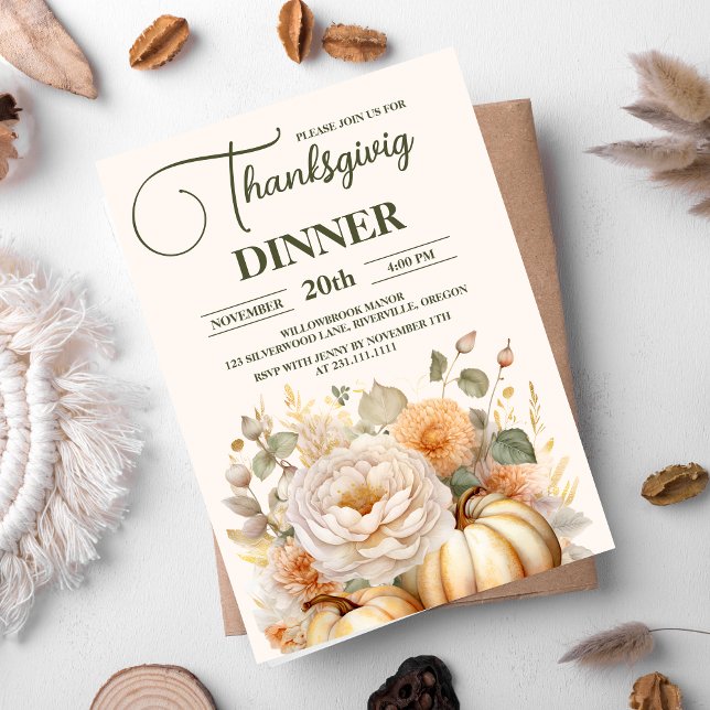 Rustic Thanksgiving Dinner Pumpkin Invitation (Creator Uploaded)
