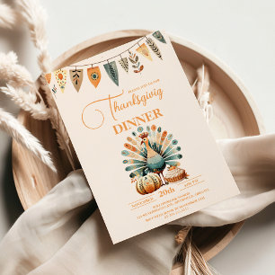 Rustic Thanksgiving Dinner Pumpkin Invitation