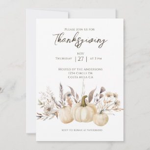 Rustic Thanksgiving Dinner Pumpkin Invitation