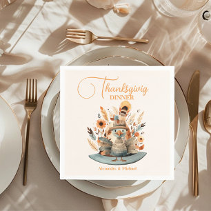 Rustic Thanksgiving Dinner Pumpkin Napkins