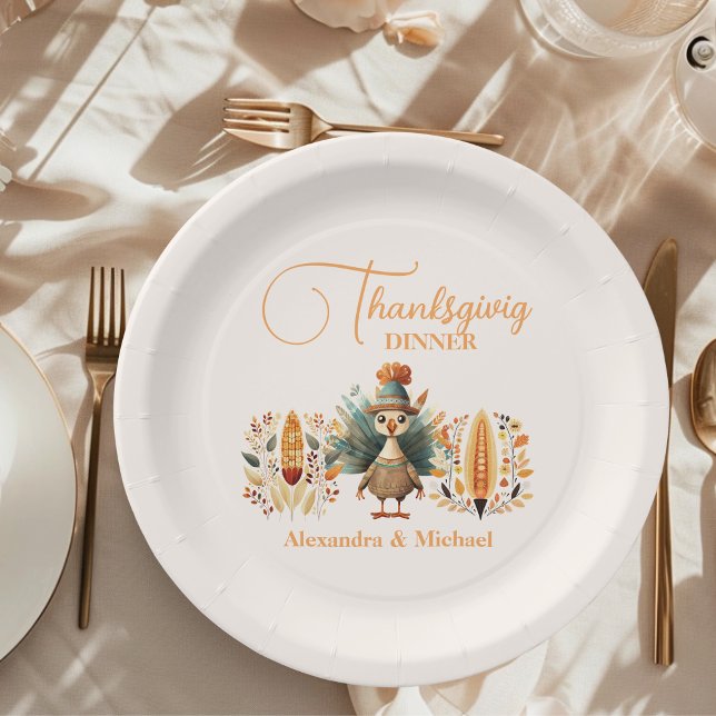 Rustic Thanksgiving Dinner Pumpkin Paper Plates (Creator Uploaded)