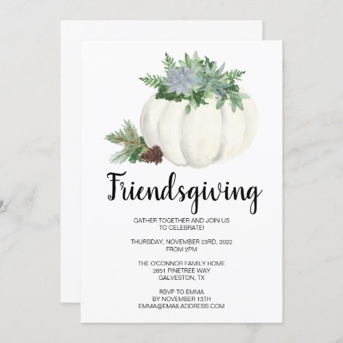 Rustic Thanksgiving Fall Pumpkin Friendsgiving Invitation