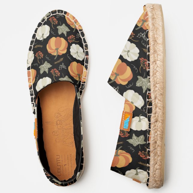 Rustic Thanksgiving Fall Pumpkin Pattern Espadrilles (Side)