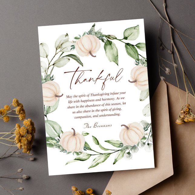 Rustic Thanksgiving Fall Pumpkin Wreath Greenery Holiday Card (Rustic Thanksgiving Fall Pumpkin Wreath Greenery Holiday Card)