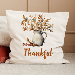 Rustic Thanksgiving Fall Thankful Throw Pillow